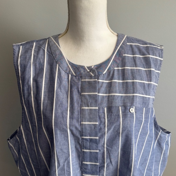 Court & Rowe Stripe Sleeveless Cotton Button-Up Blouse Size XXL (18) - Picture 2 of 6